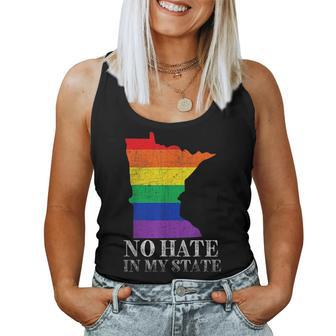 No Hate In My State Minnesota Strong Lgbtq Gay Pride Rainbow Women Tank Top | Mazezy