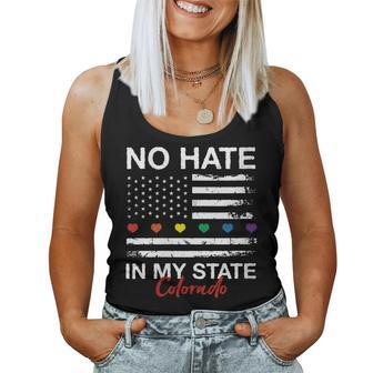 No Hate In My State Pride Month Colorado Lgbt Community Co Women Tank Top | Mazezy