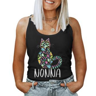 Nonna Floral Cat Italian Grandma Cat Lover Women Tank Top | Mazezy