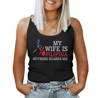 Nothing Scares Me My Wife Is Filipina Husband Philippines Women Tank Top Basic Casual Daily Weekend Graphic - Seseable
