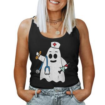 Nurse Ghost Scrub Cute Halloween Costume For Nurses Rn Women Tank Top - Monsterry DE