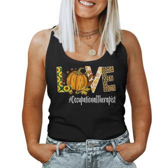 Occupational Therapist Love Fall Pumpkin Leopard Halloween Therapist Women Tank Top | Mazezy