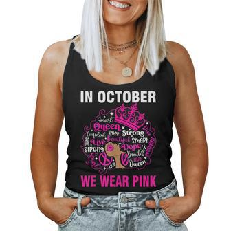 In October We Wear Pink Breast Cancer Awareness Black Women Tank Top - Seseable