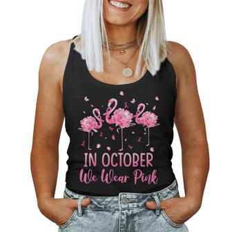 In October We Wear Pink Breast Cancer Awareness Flamingo Women Tank Top - Seseable
