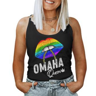 Omaha Queen Lgbtq Gay Pride Rainbow Flag American Usa Women Tank Top | Mazezy