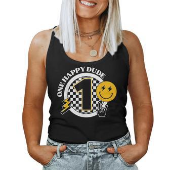 One Happy Dude 1St Birthday One Cool Dude Groovy 1 Year Old Women Tank Top - Monsterry CA