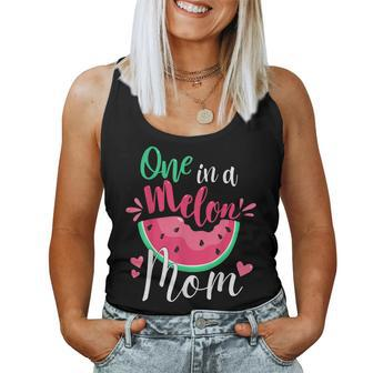 One In A Melon Mom Birthday Party Matching Family Group Women Tank Top Weekend Graphic - Seseable