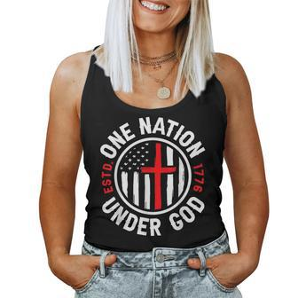 One Nation Under God American Flag Patriotic 4Th Of July Women Tank Top | Mazezy