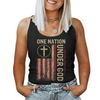 One Nation Under God Flag 4Th Of July Patriotic Christian Patriotic Women Tank Top | Mazezy
