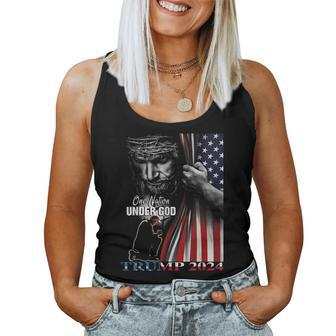 One Nation Under God Trump 2024 God American Flag Women Tank Top | Mazezy