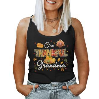 One Thankful Grandma Fall Leaves Autumn Grandma Thanksgiving Women Tank Top - Thegiftio UK