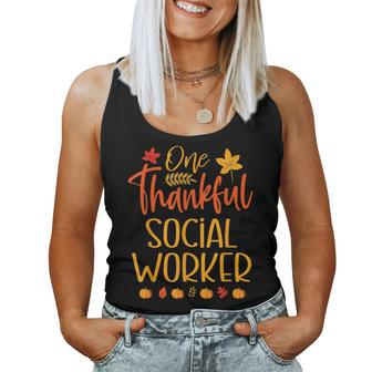 One Thankful Social Worker Thanksgiving Autumn Fall Women Tank Top | Mazezy