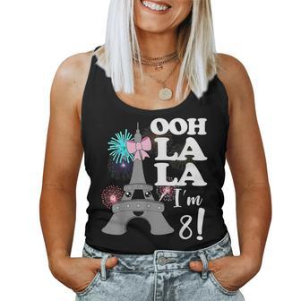 Ooh La La I'm 8 Paris Theme 8Th Birthday Eiffel Tower Girls Women Tank Top | Mazezy