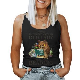 Owl Murder Never Underestimate An Old Lady Who Loves Reading Gift For Womens Women Tank Top Basic Casual Daily Weekend Graphic - Seseable