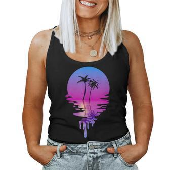 Palm Trees Beach Sunset Beach Lovers Women Men Women Tank Top | Mazezy