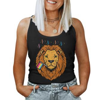 Pansexual Flag Lion Lgbt Pride Month Pan Pride Stuff Animal Women Tank Top | Mazezy