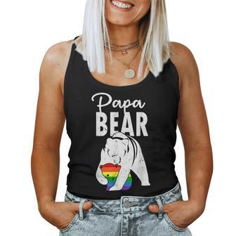Papa Bear Gay Pride Rainbow Flag Lgbt Dad Camping Father Day Women Tank Top | Mazezy
