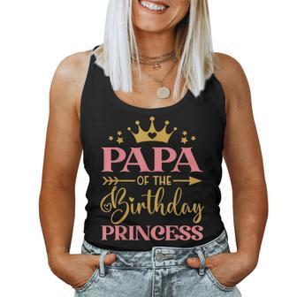 Papa Of The Birthday Princess Themed Family Girl Birthday Women Tank Top - Seseable