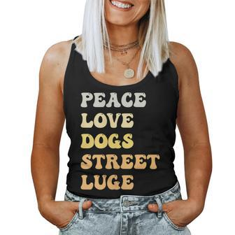 Peace Love Dogs Street Luge Retro Women Tank Top | Mazezy