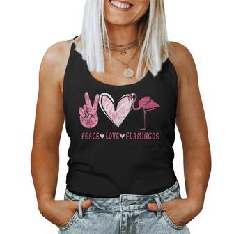 Peace Love Flamingos Hand Sign Heart Flamingo Lovers Flamingo Women Tank Top | Mazezy