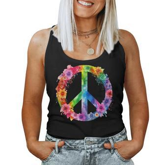 Peace Love Hippie Sign Love Flower World Peace Day Women Tank Top | Mazezy AU
