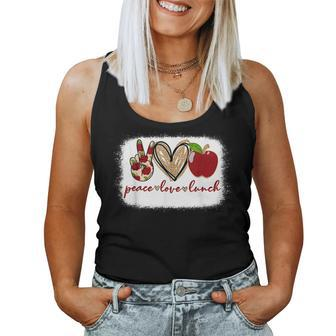 Peace Love Lunch Funny Lunch Lady Cafeteria Crew Women Tank Top Weekend Graphic - Thegiftio UK