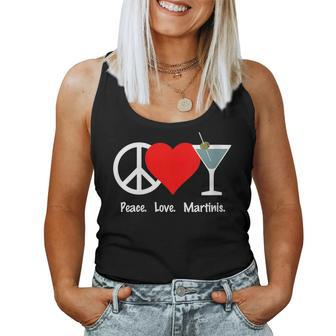 Peace Love Martinis Olive Dirty Dry Up Cocktail Drink Women Tank Top | Mazezy