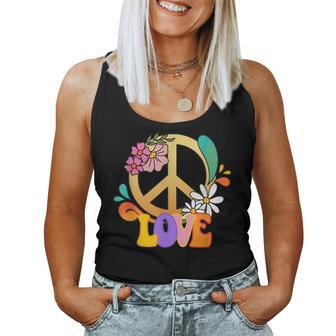 Peace Love Retro Groovy 60S 70S Hippie Costume Women Tank Top Weekend Graphic - Seseable