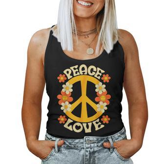 Peace Sign Love 60S 70S 80S Hippie Floral Halloween Girls Women Tank Top - Monsterry AU