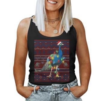 Peacock Christmas Lights Ugly Sweater Goat Lover Women Tank Top | Mazezy