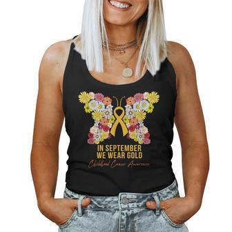 Pediatric Oncology Floral Butterfly September We Wear Gold Women Tank Top - Monsterry UK