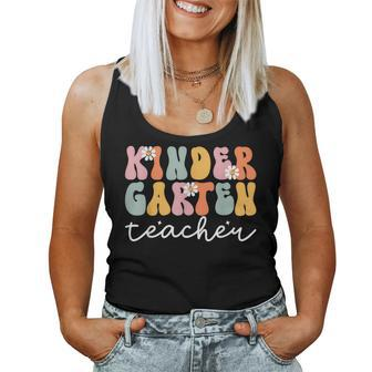 Personalized Groovy Kindergarten Teacher First Day Of School Women Tank Top | Mazezy