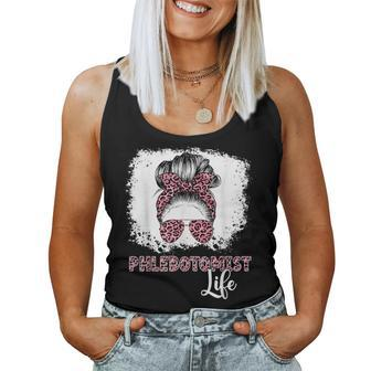 Phlebotomist Life Messy Bun Women Nurse Phlebotomy Women Tank Top Basic Casual Daily Weekend Graphic - Seseable