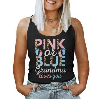 Pink Or Blue Grandma Loves You Gender Reveal Baby Shower Women Tank Top | Mazezy