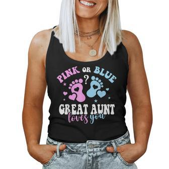 Pink Or Blue Great Aunt Loves You Baby Gender Reveal Party Women Tank Top - Thegiftio UK