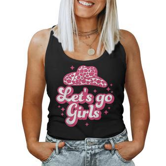 Pink Cowboy Hat Lets Go Girls Nashville Bachelorette Party Women Tank Top | Mazezy