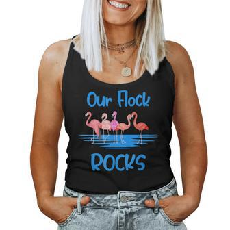 Pink Flamingo Our Flock Rocks Family Group Vacation Women Tank Top | Mazezy