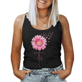 Pink Ribbon Daisy Faith Breast Cancer Awareness Month Women Tank Top - Seseable