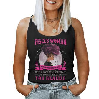Pisces Woman Knows More Than She Says Birthday Black Women Women Tank Top Basic Casual Daily Weekend Graphic - Thegiftio UK