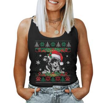 Pitbull Christmas Santa Ugly Sweater Dog Lover Xmas Pajama Women Tank Top | Mazezy