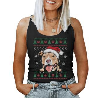Pitbull Christmas Ugly Sweater Pit Bull Lover Women Tank Top - Seseable