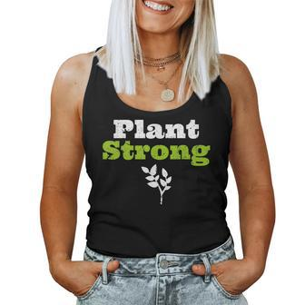 Plant Strong Based Vegan Af Message Fitness Themed T Women Tank Top | Mazezy CA