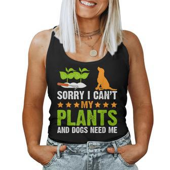 Plants And Dog Lover Gardener Funny Gardening And Dogs Lover Women Tank Top Weekend Graphic - Seseable