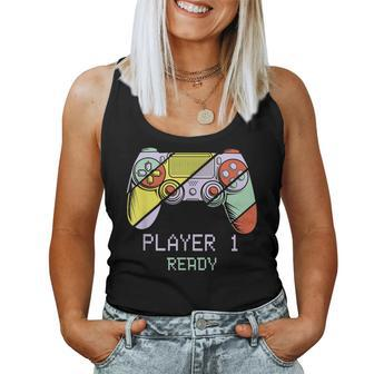 Player 1 Ready Future Dad & Mom Baby Announcement Cute Women Tank Top | Mazezy AU