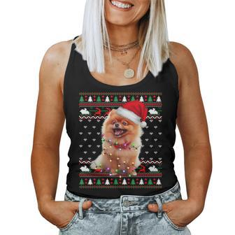 Pomeranian Christmas Ugly Sweater Dog Lover Xmas Women Tank Top | Mazezy