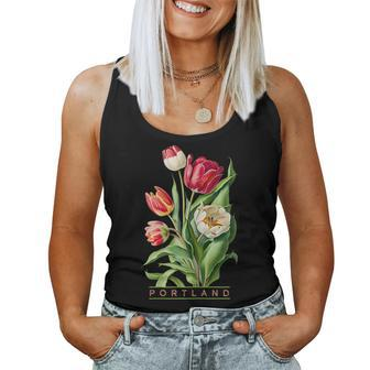 Portland Women Botanical Tulip Lovers Gardeners Souvenir Women Tank Top | Mazezy