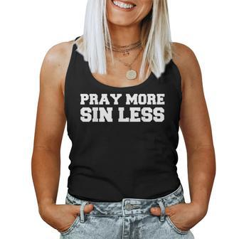 Pray More Sin Less God Jesus Christ Love Quote Christian Women Tank Top Basic Casual Daily Weekend Graphic - Thegiftio UK