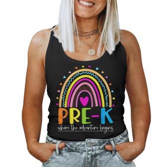 Pre-K Rainbow Teacher Where The Adventure Begins Women Tank Top - Thegiftio UK