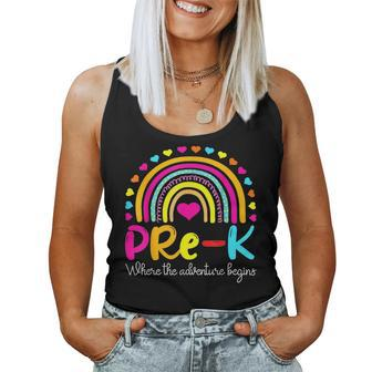 Prek Rainbow Teacher Where The Adventure Begins For Teacher Women Tank Top | Mazezy