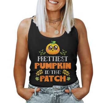 Prettiest Pumpkin In The Patch Cute Fall Halloween Costume Halloween Costume Women Tank Top | Mazezy